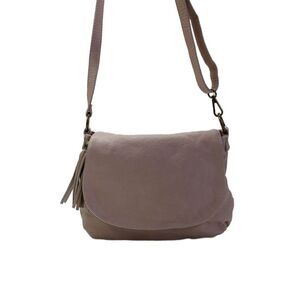 Designer Womens Genuine Leather Flap Saddle Bag Handbag Mauve